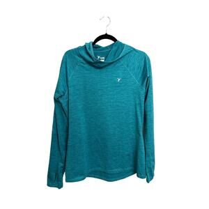Old Navy Hoodie Womens Large Blue Teal Heather Active Go-Dry Thumbholes Thin